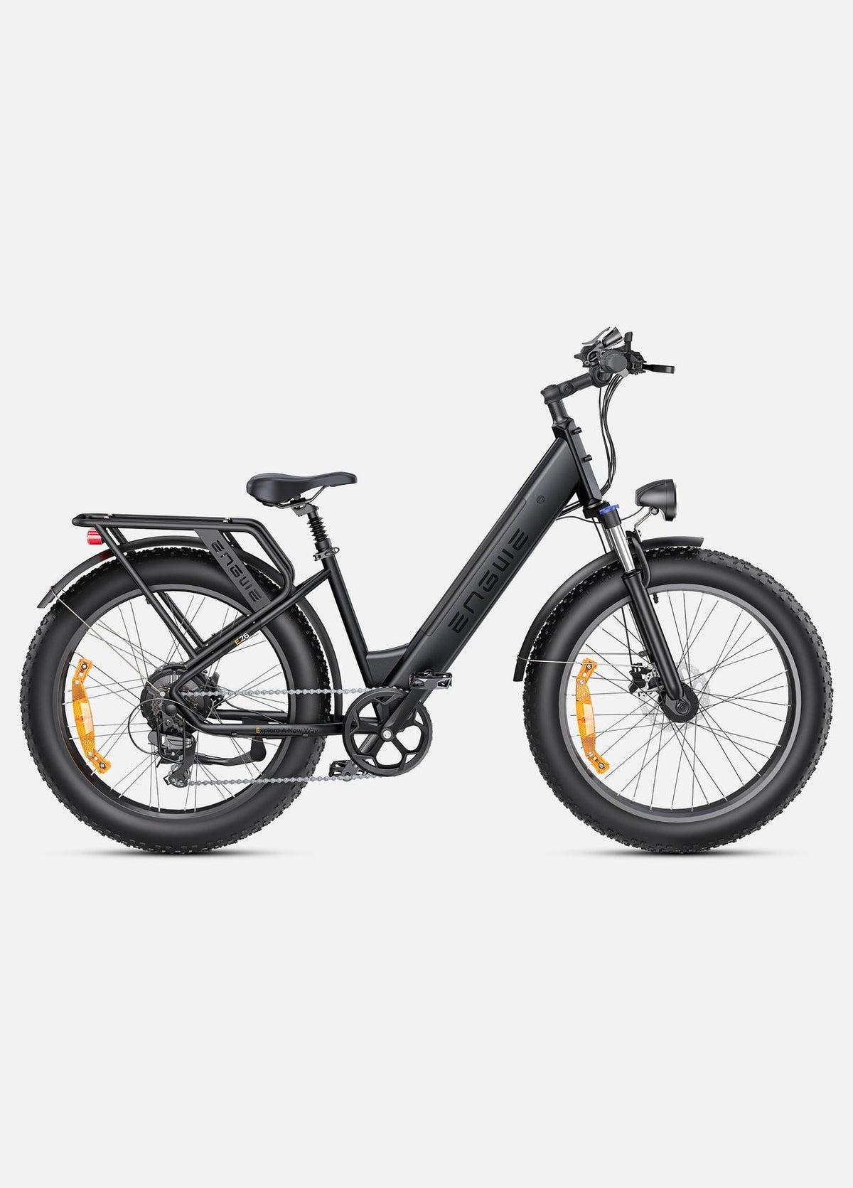 E26 Fat Tyre Electric Bike 250W 70Nm Torque Max Speed 25 km/h 140km Range Dual Suspension All-Terrain Ebike