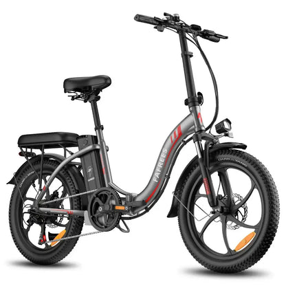 F20 250W Folding Electric Bike for Adults, 20" Fat Tyre eBike, 36V 16Ah Battery, Upto 25 km/h, Up to 75 km Range, Shimano 7-Speed - Gray