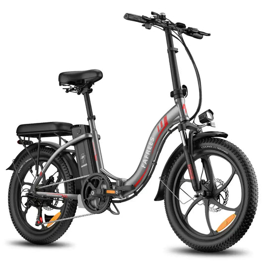F20 250W Folding Electric Bike for Adults, 20" Fat Tyre eBike, 36V 16Ah Battery, Upto 25 km/h, Up to 75 km Range, Shimano 7-Speed - Gray