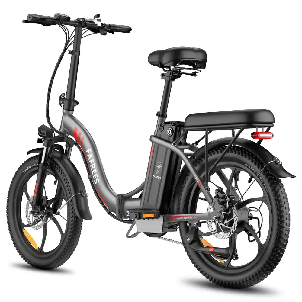 F20 250W Folding Electric Bike for Adults, 20" Fat Tyre eBike, 36V 16Ah Battery, Upto 25 km/h, Up to 75 km Range, Shimano 7-Speed - Gray