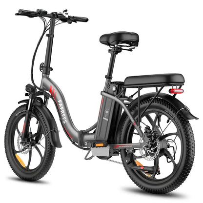 F20 250W Folding Electric Bike for Adults, 20" Fat Tyre eBike, 36V 16Ah Battery, Upto 25 km/h, Up to 75 km Range, Shimano 7-Speed - Gray