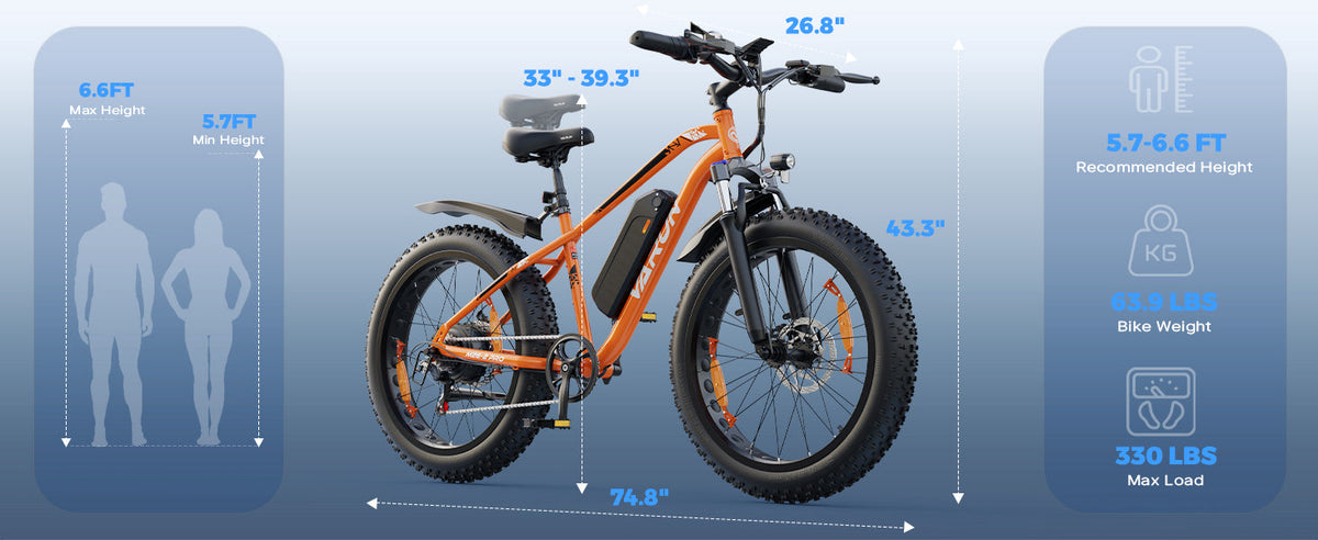 M26-2 Pro Electric Fat Bike 25km/h – 250W Motor 48V 13Ah 624Wh Removable Battery 26" × 4" Fat Tyres 7-Speed