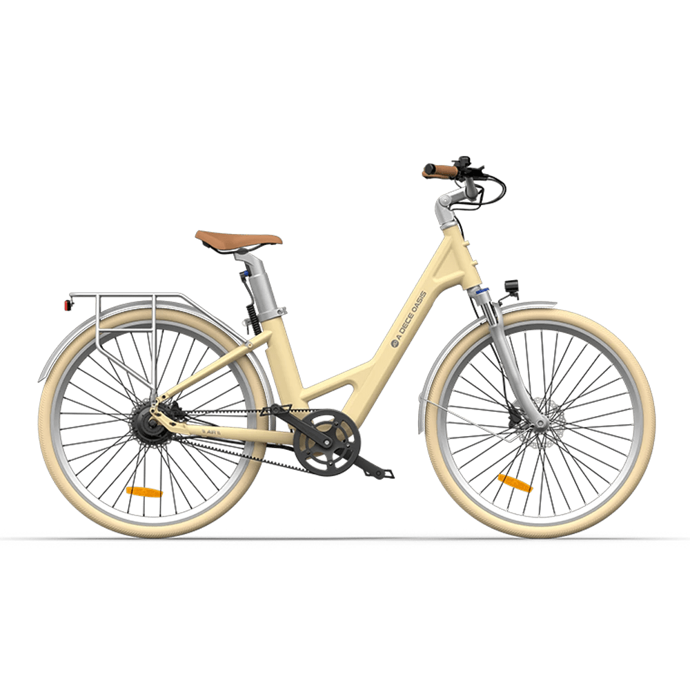 Air 28 250W Electric Bike for Adults, 28" Urban eBike, 36V 9.6Ah Battery, Up to 25 km/h, Up to 100 km Range - Light Yellow