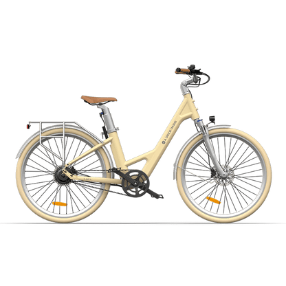 Air 28 250W Electric Bike for Adults, 28" Urban eBike, 36V 9.6Ah Battery, Up to 25 km/h, Up to 100 km Range - Light Yellow