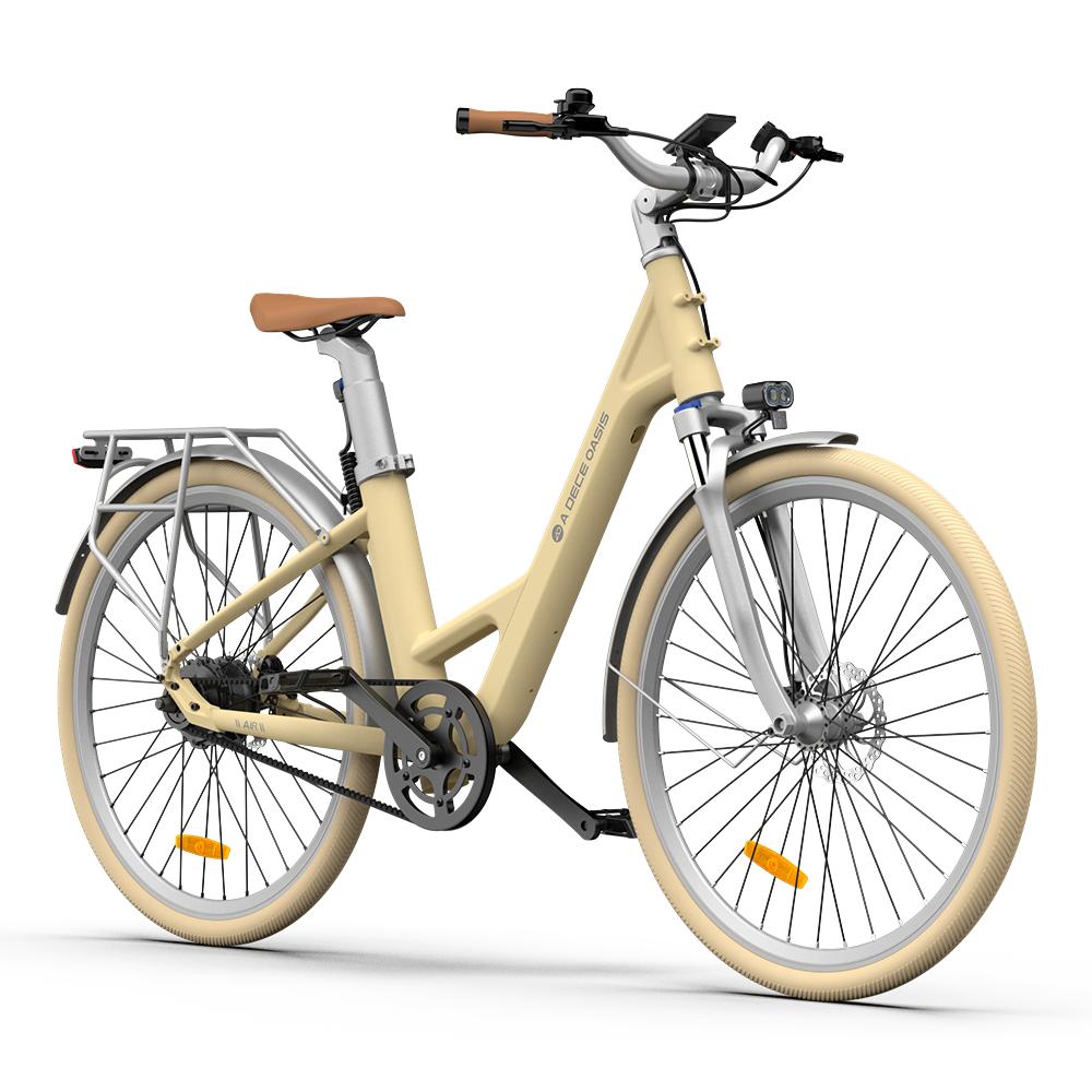 Air 28 250W Electric Bike for Adults, 28" Urban eBike, 36V 9.6Ah Battery, Up to 25 km/h, Up to 100 km Range - Light Yellow