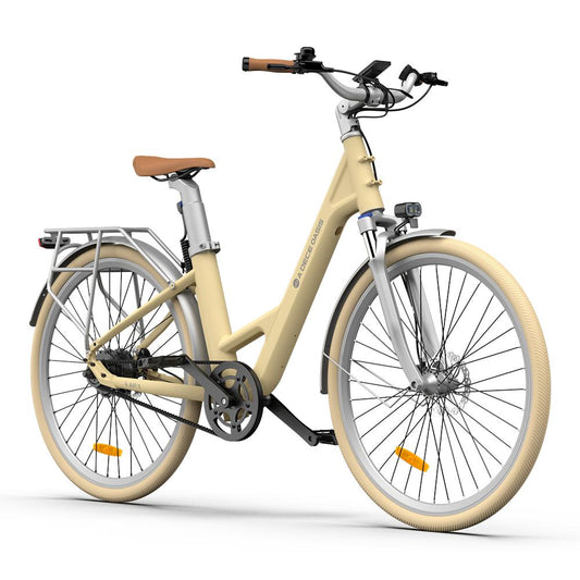 Air 28 250W Electric Bike for Adults, 28" Urban eBike, 36V 9.6Ah Battery, Up to 25 km/h, Up to 100 km Range - Light Yellow
