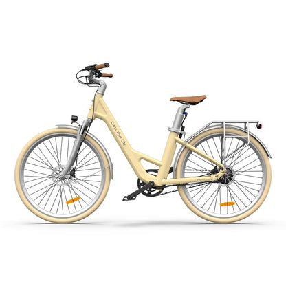 Air 28 250W Electric Bike for Adults, 28" Urban eBike, 36V 9.6Ah Battery, Up to 25 km/h, Up to 100 km Range - Light Yellow