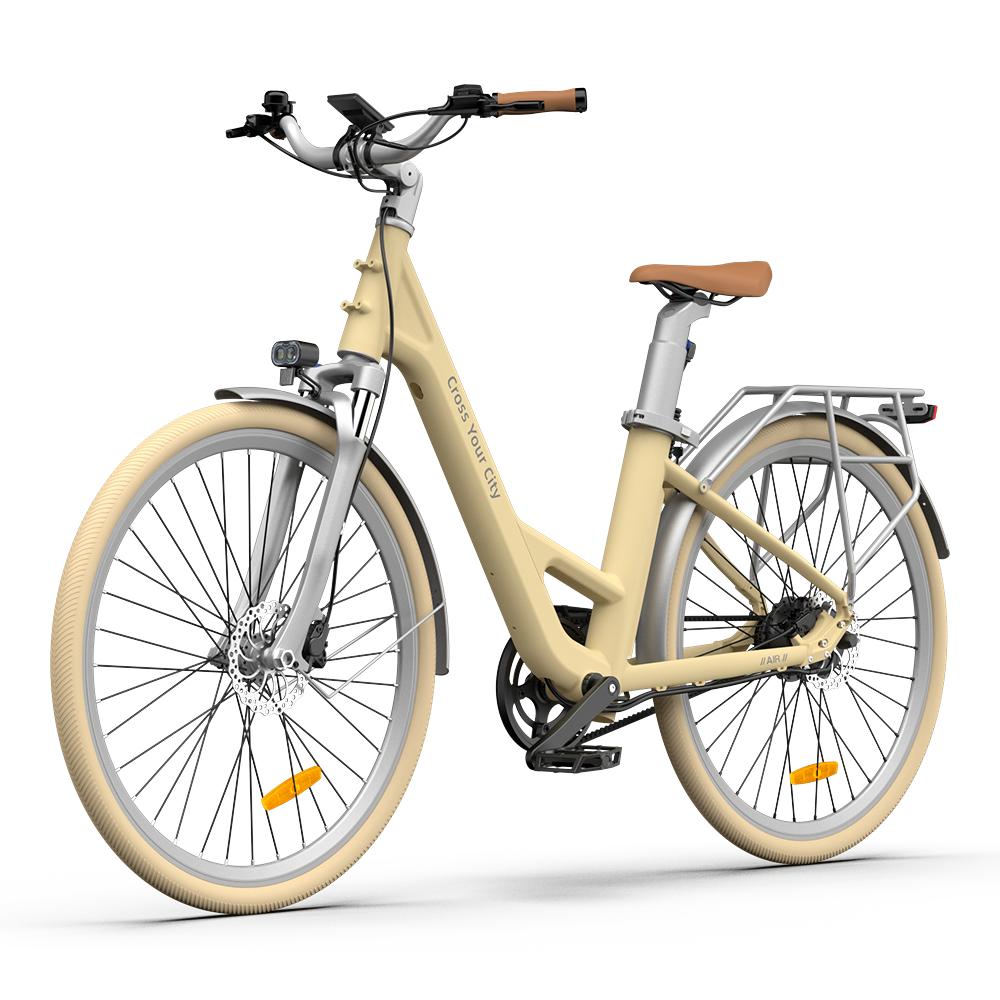 Air 28 250W Electric Bike for Adults, 28" Urban eBike, 36V 9.6Ah Battery, Up to 25 km/h, Up to 100 km Range - Light Yellow