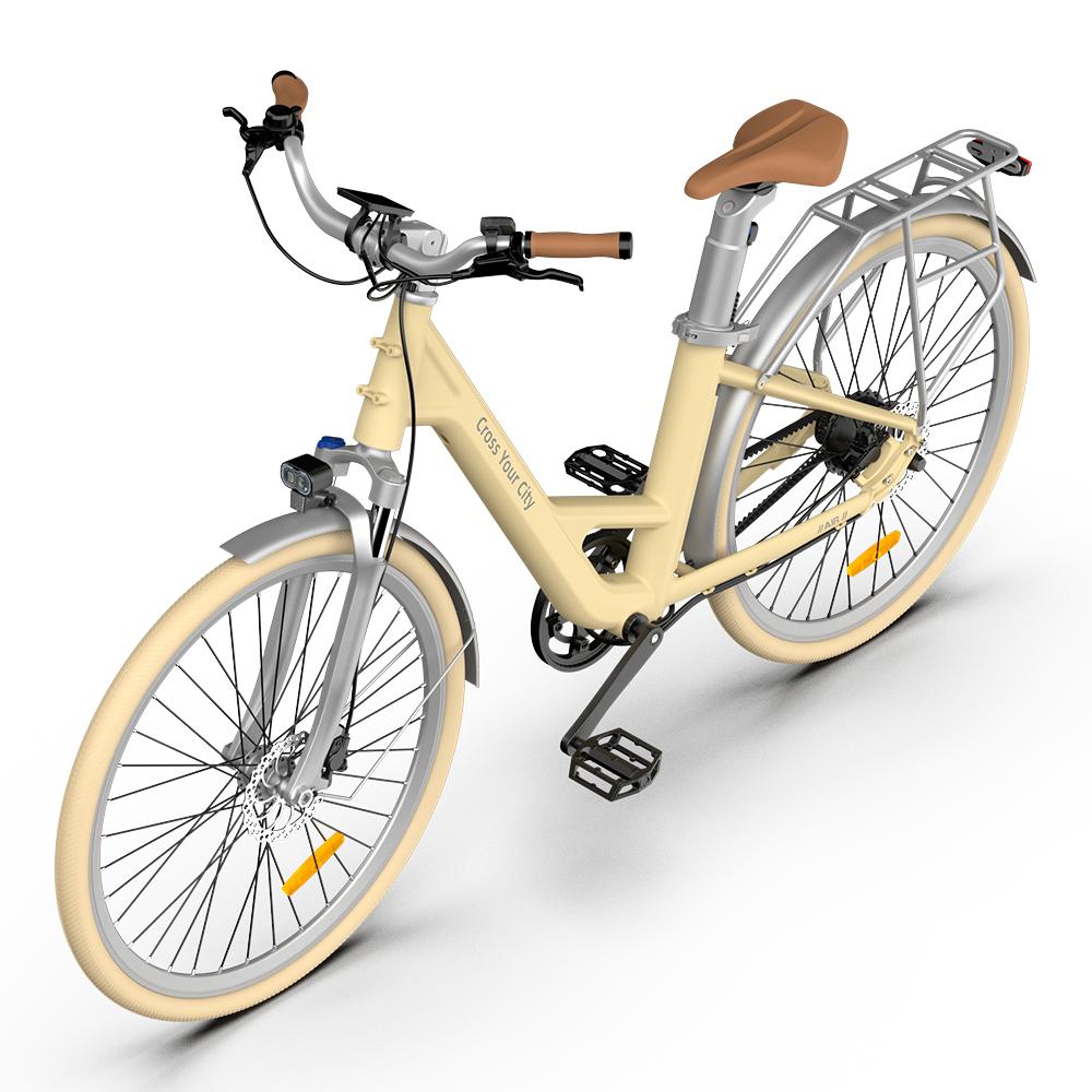 Air 28 250W Electric Bike for Adults, 28" Urban eBike, 36V 9.6Ah Battery, Up to 25 km/h, Up to 100 km Range - Light Yellow