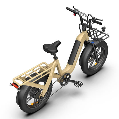 Oasis One 250W Electric Bike for Adults, 20" x 4.0" Fat Tyre, 48V 15Ah Battery, Up to 25 km/h, Up to 120 km Range, Shimano 7-Speed- Sand