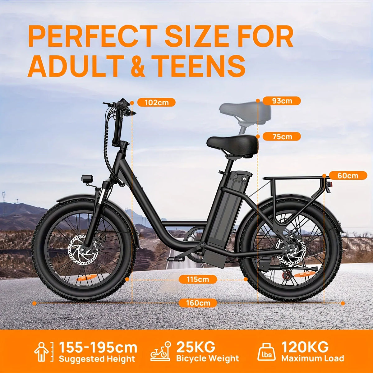 E20 adult 20' E-bike 25kmh 250W 48V 13Ah battery commute Electric Bike, Fat Tire city Ebike 7 Speed