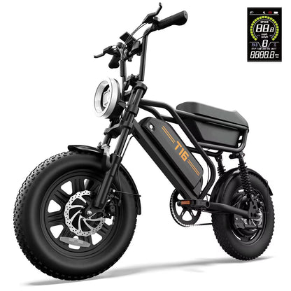 T16 Electric Bicycle, Fat Tyre, 25kmh, 250W Motor, 48V 13Ah Battery, Adult All-Terrain E-Bike